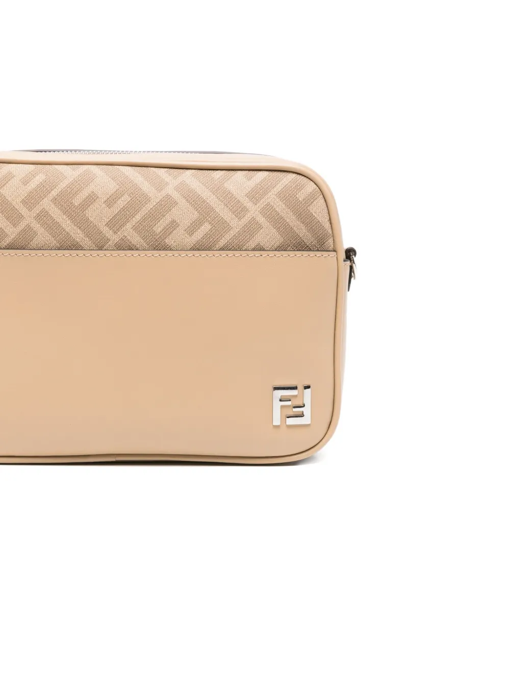 FENDI monogram-panel leather messenger bag Beige