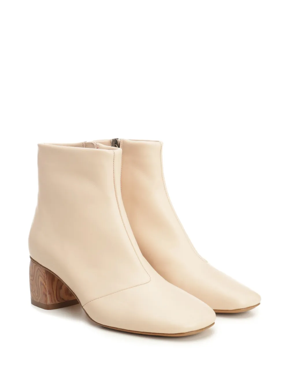Forte leather wood-heel boots Neutrals