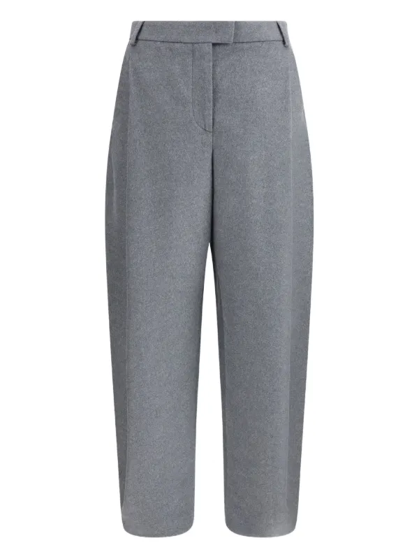 Giorgio Armani Pleated Silk Trousers in Grey