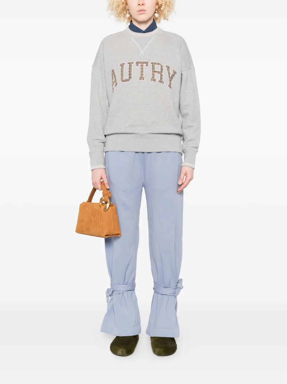 Autry check-pattern embroidered sweatshirt Grijs