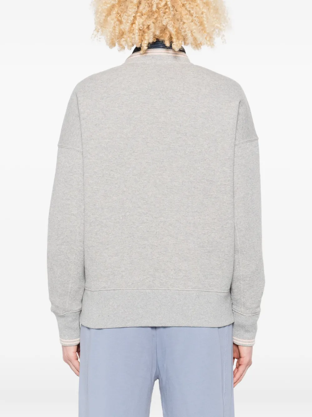 Autry check-pattern embroidered sweatshirt Grijs