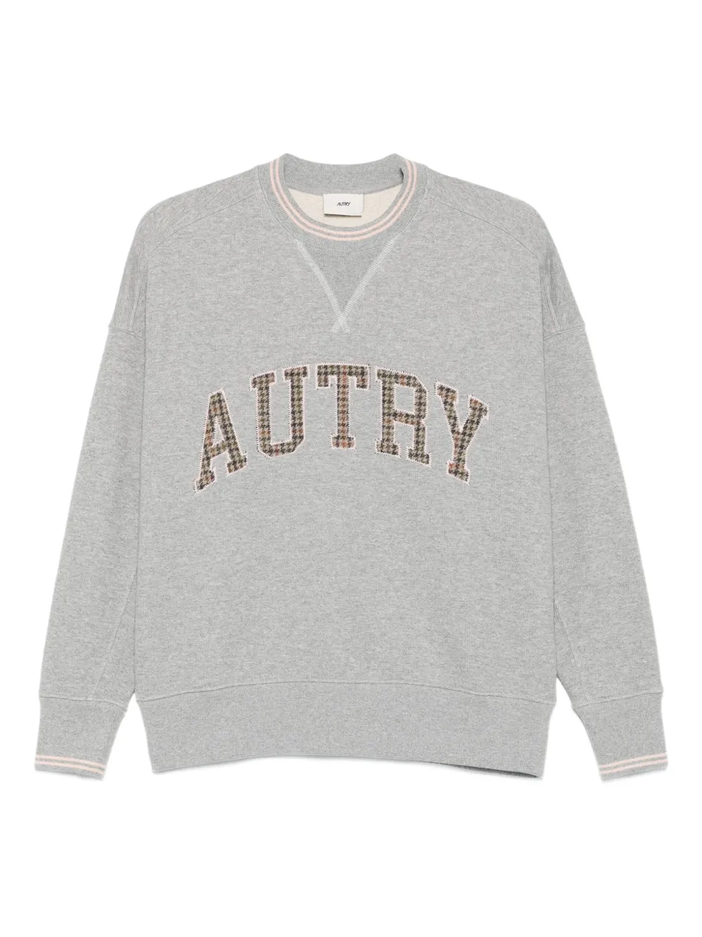 Autry check-pattern embroidered sweatshirt Grijs