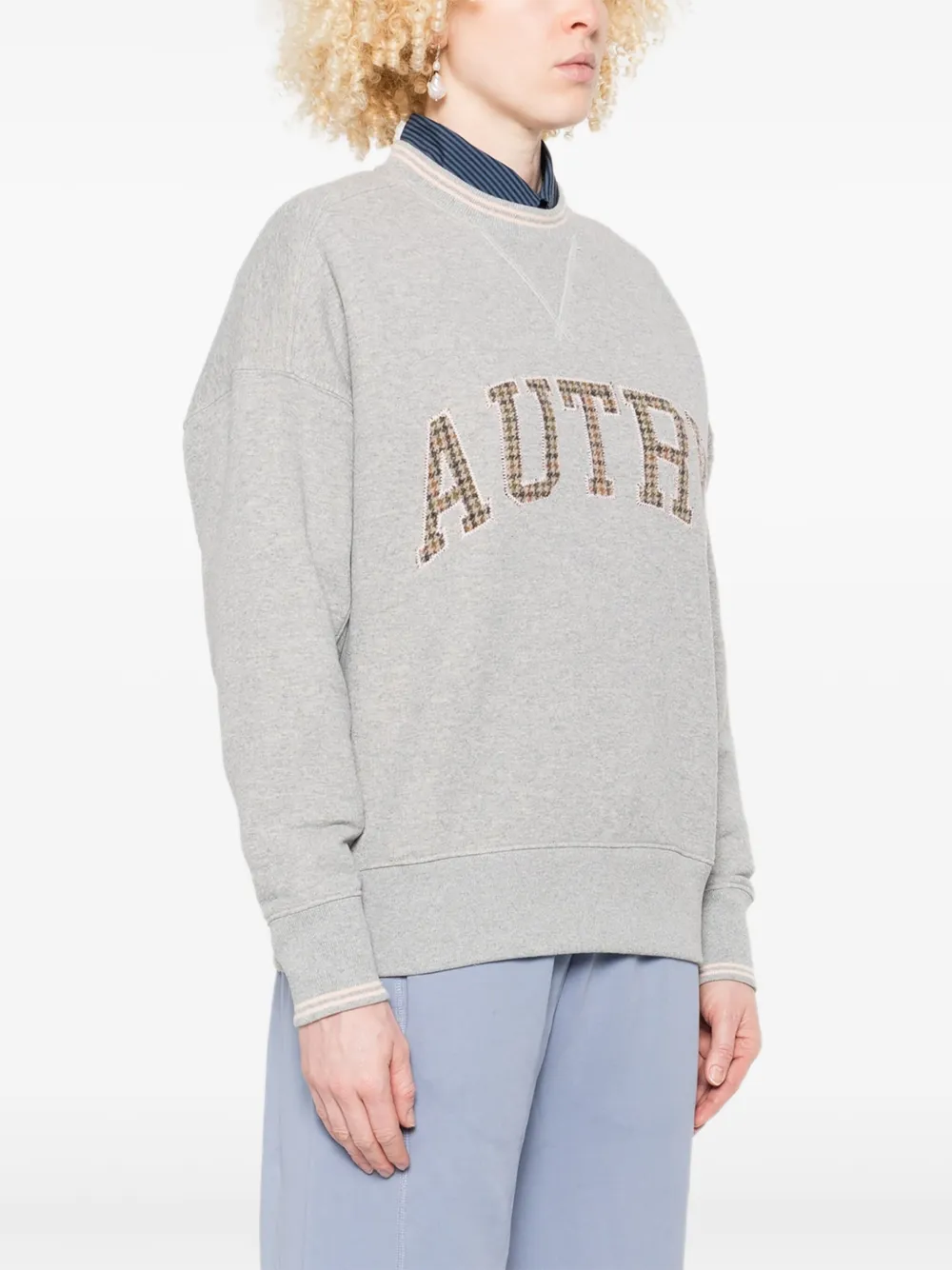 Autry check-pattern embroidered sweatshirt Grijs