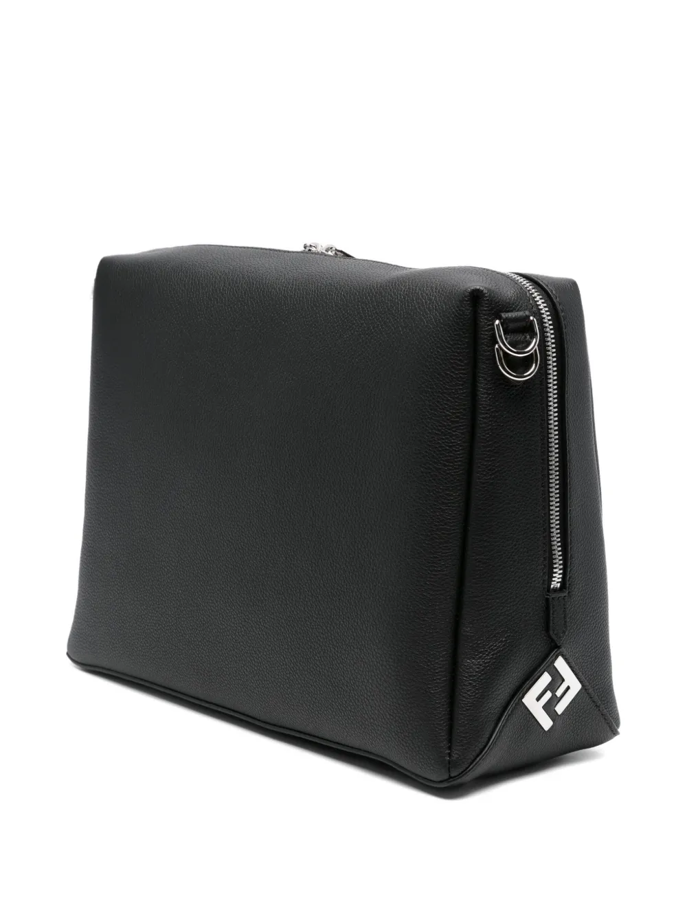 FENDI Grote Lui schoudertas met palladium logo en rits Zwart