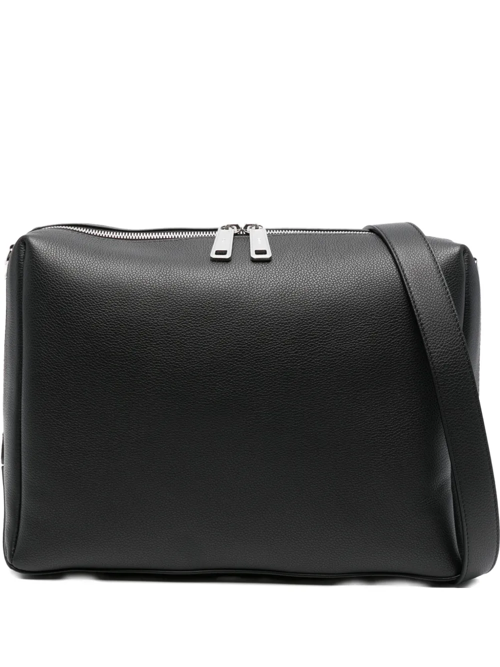 FENDI Borsa a spalla Lui grande con logo in palladio e zip - Nero