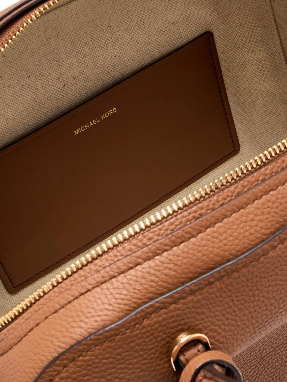 Michael Kors Logo-plaque Satchel In Brown