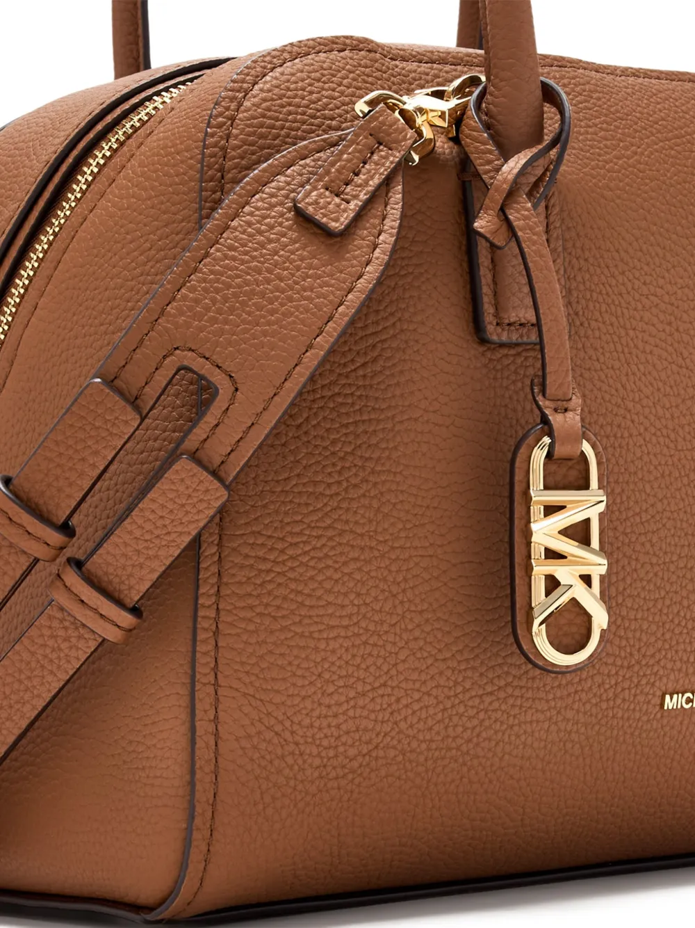 Michael Kors Logo-plaque Satchel In Brown