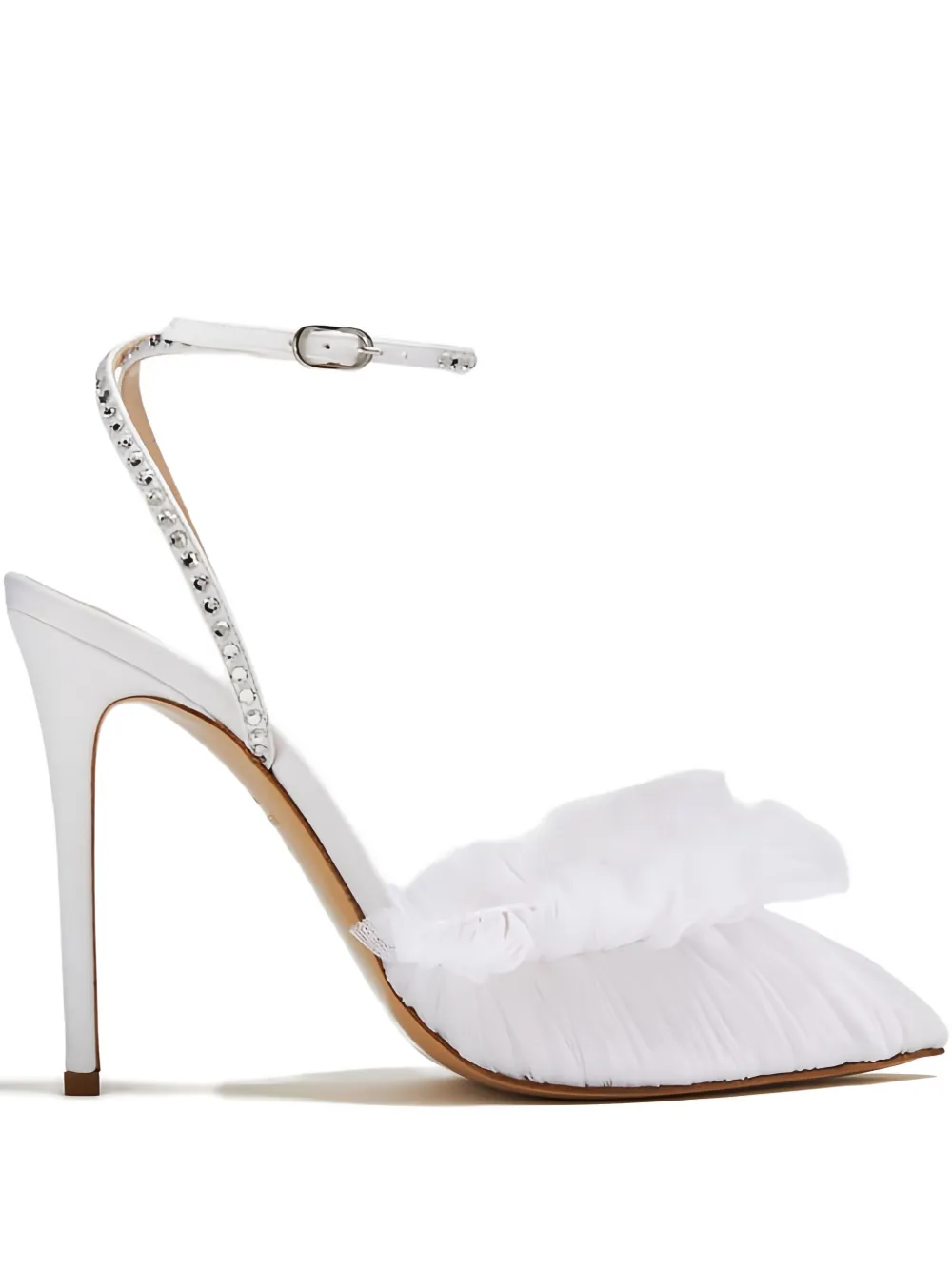 Andrea Wazen  105mm Franca Glitz crystal-embellished ruffle pumps | White | Image 1