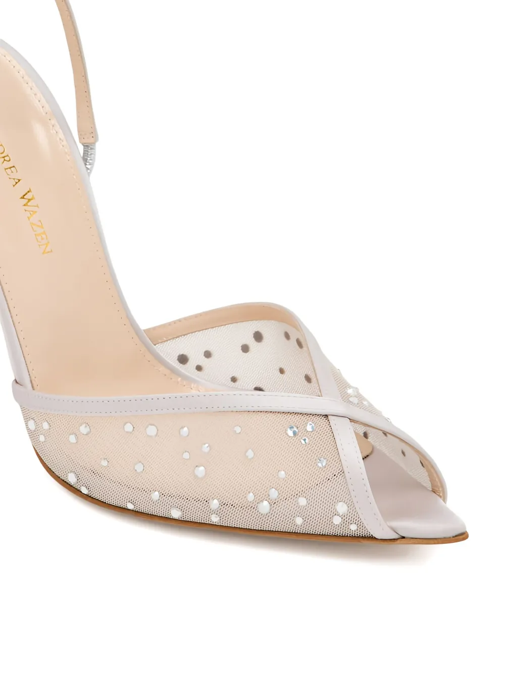 Andrea Wazen 105mm Katy Sling crystal-embellished slingback pumps Neutrals