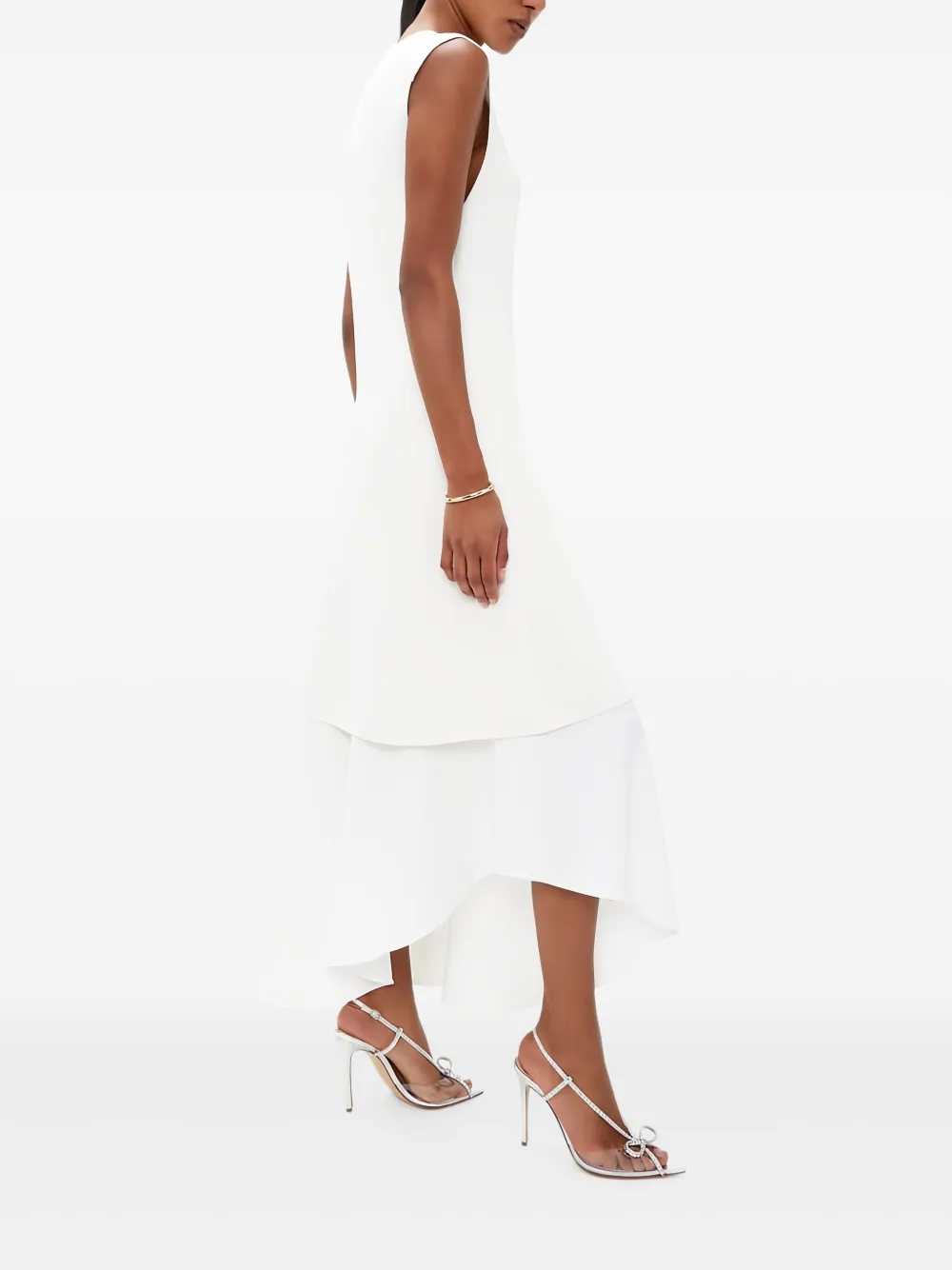 Andrea Wazen 105mm Kay crystal-embellished bow sandals White