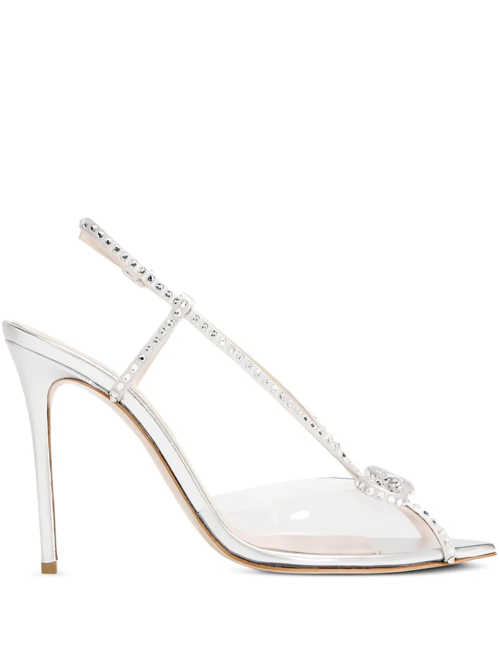 Andrea Wazen 105mm Kay crystal-embellished bow sandals White