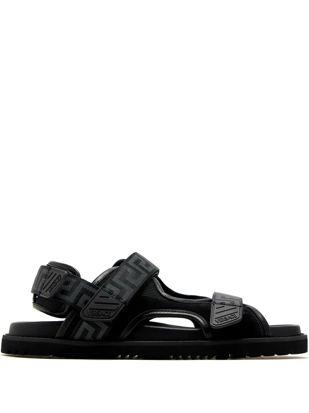 Versace Greca strap sandals Black