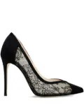 Andrea Wazen 105mm Nora Lace suede pumps - Black