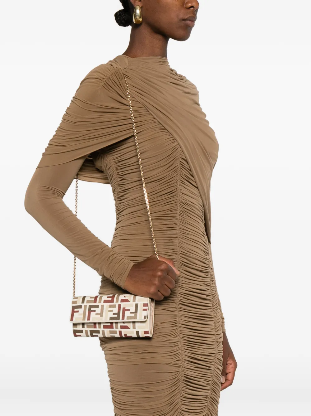 FENDI Roma clutch met FF-patroon - Beige