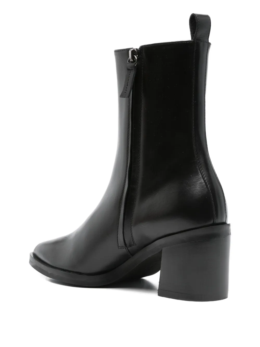 POEVE 70mm leather pointed-toe bootss Black