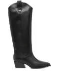POEVE 45mm pointed-toe knee-high boots - Black