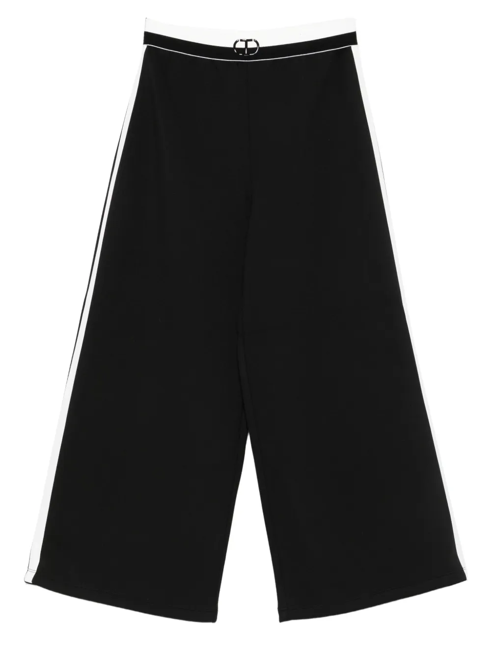 TWINSET Kids Scuba broek met logoband en wijde pijpen Zwart