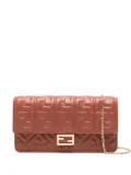 FENDI Baguette logo-plaque quilted clutch bag - Red