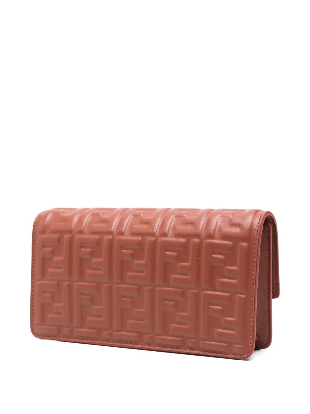 FENDI Baguette logo-plaque quilted clutch bag Rood