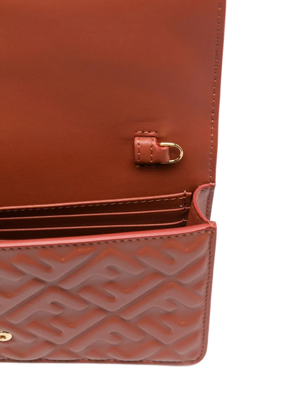 FENDI Baguette logo-plaque quilted clutch bag Rood