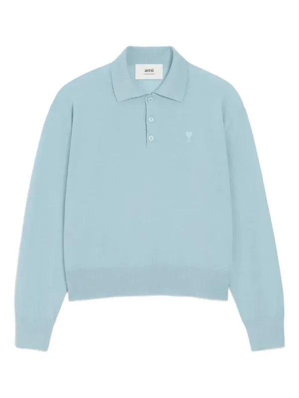 AMI Paris Ami De Coeur ウールポロシャツ | ブルー | FARFETCH JP
