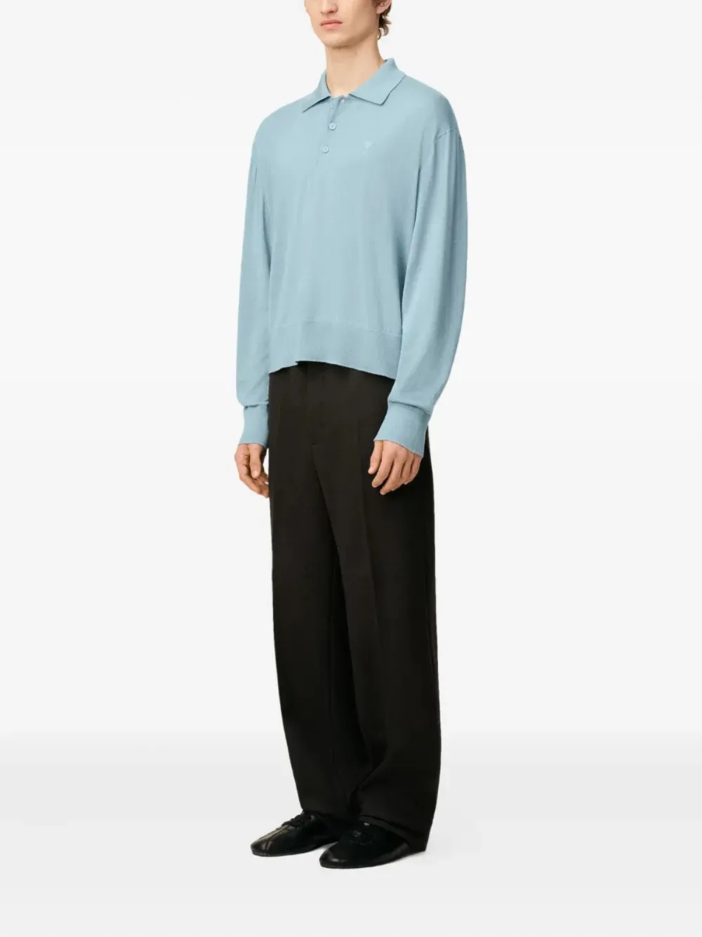 AMI Paris Poloshirt met geborduurd logo Blauw