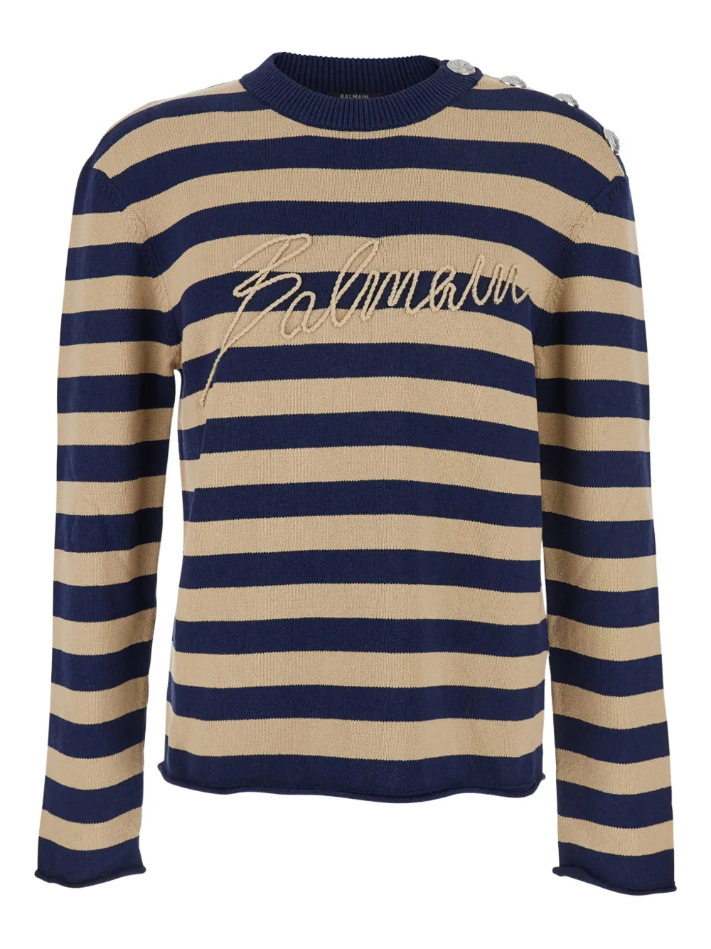 Balmain striped logo-embroidered sweater Bruin