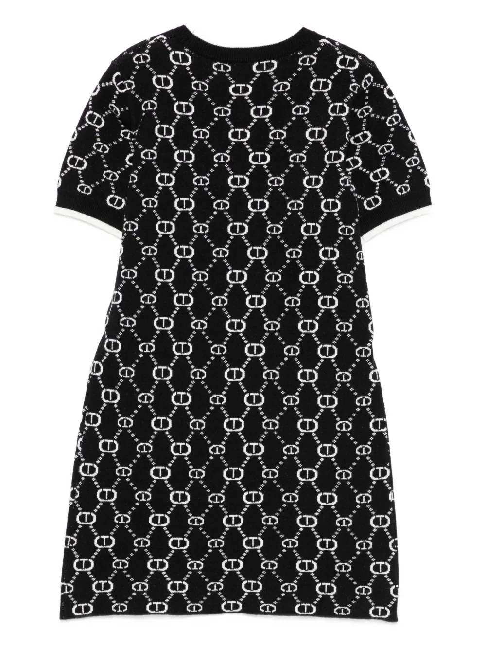 Twinset Logo-pattern Short-sleeve Dress In Black