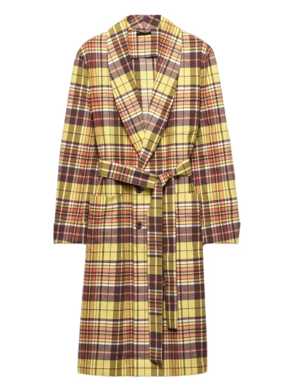 Prada Plaid Trench Coat Yellow FARFETCH SG