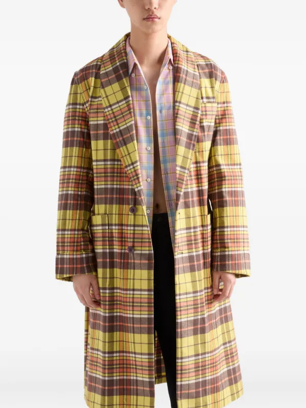 Lee Cooper Trench Coat Yellow Plaid Wool Coat Prada Trench Coats