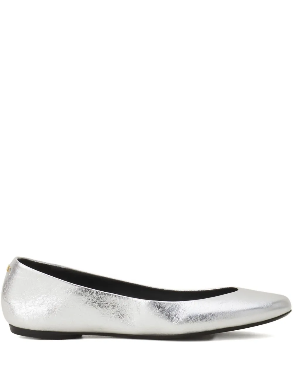 Lanvin Metallic-finish Leather Ballet Flats In White