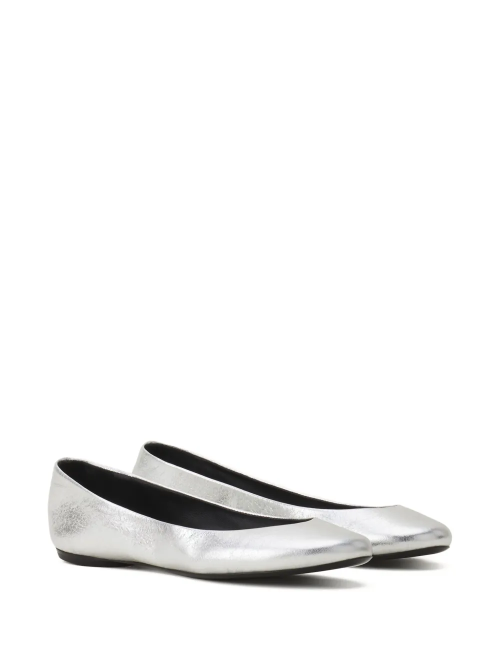 Lanvin Leren ballerina's met metallic afwerking - Wit
