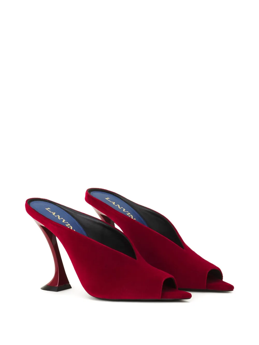 Lanvin Midnight Step muiltjes met bewerkte hak en open neus Rood
