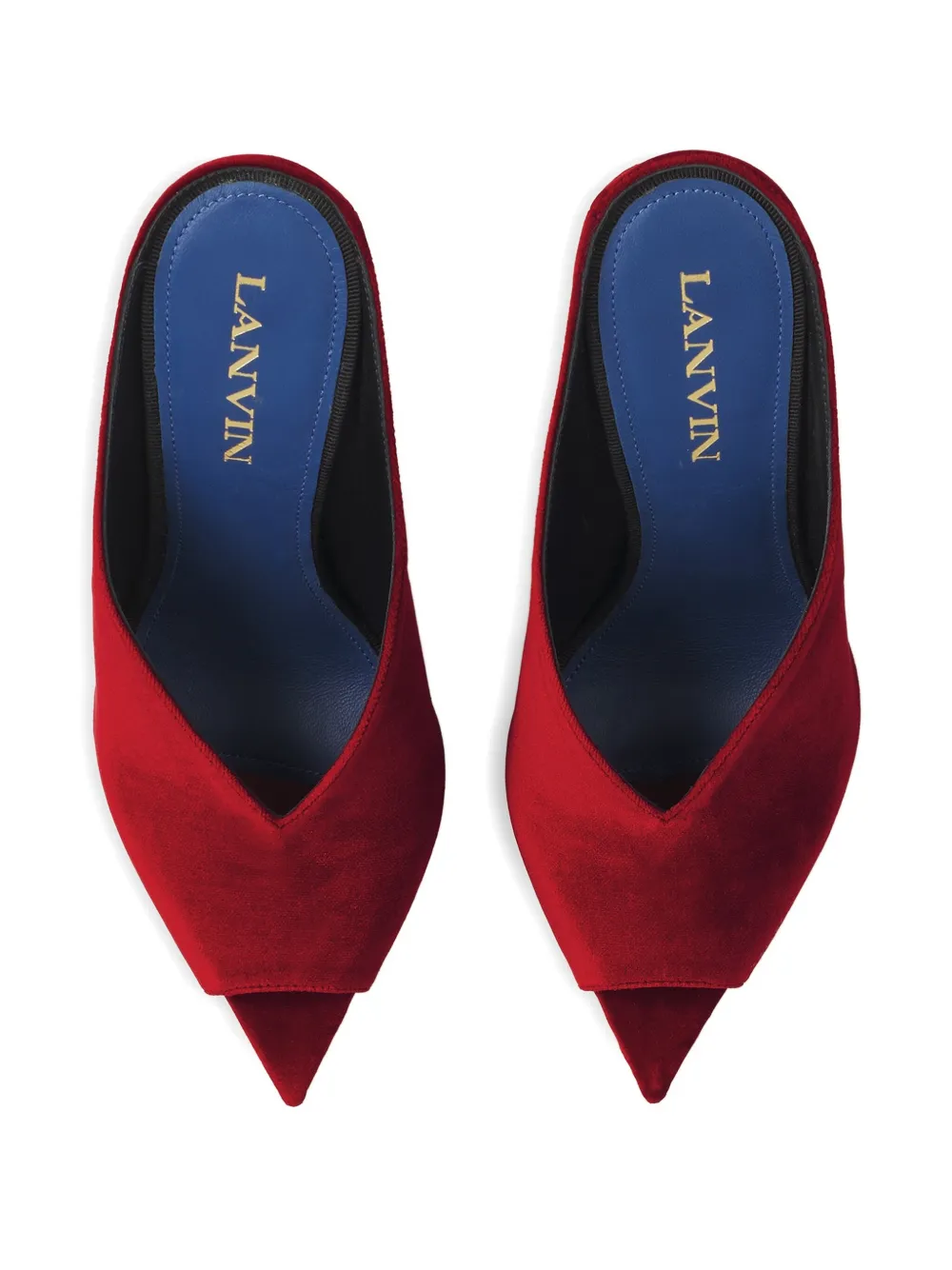 Lanvin Midnight Step muiltjes met bewerkte hak en open neus Rood