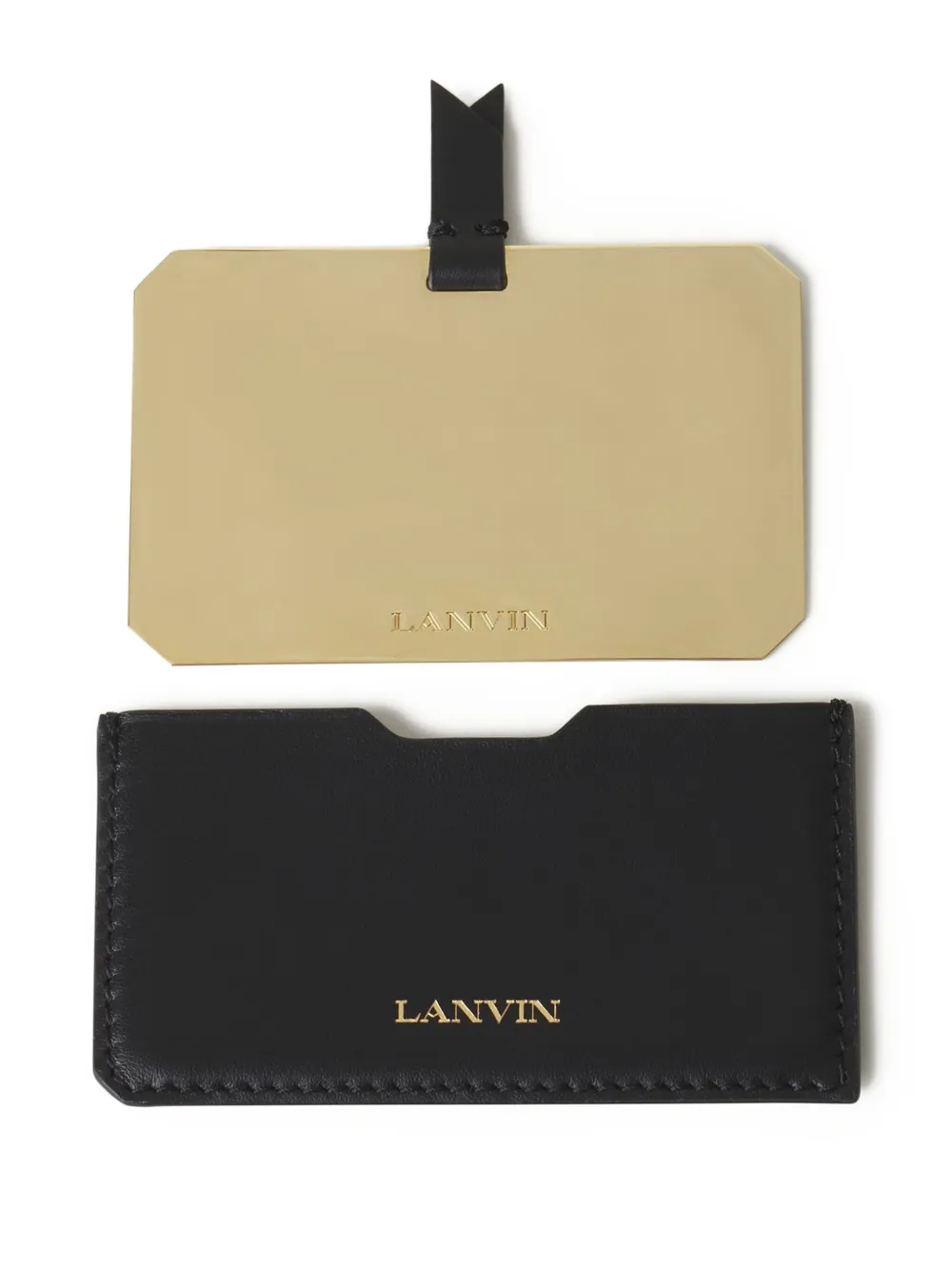 Lanvin Leren pasjeshouder met gouden stempel Zwart