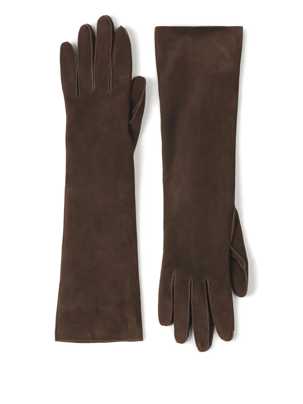 Lanvin Long Slim Suede Gloves In Brown