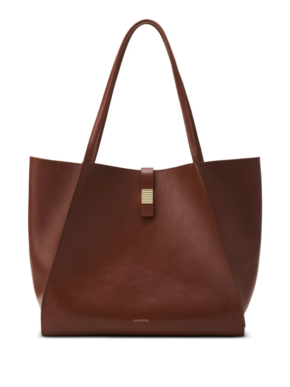 Lanvin Leather Clasp-closure Tote Bag In Brown