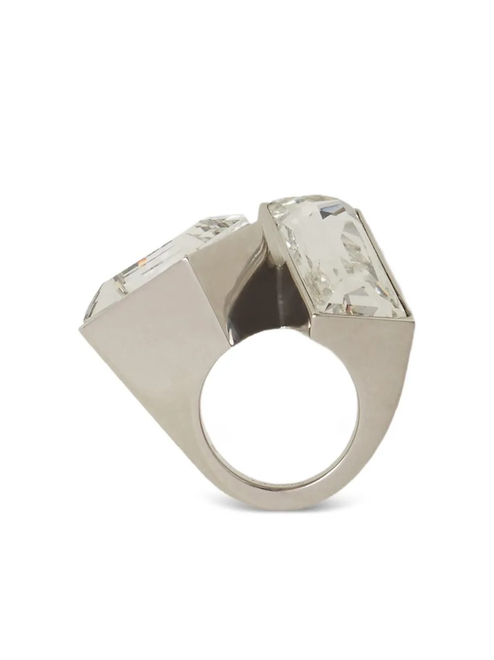 Lanvin Messing ring met dubbele steen - Zilver