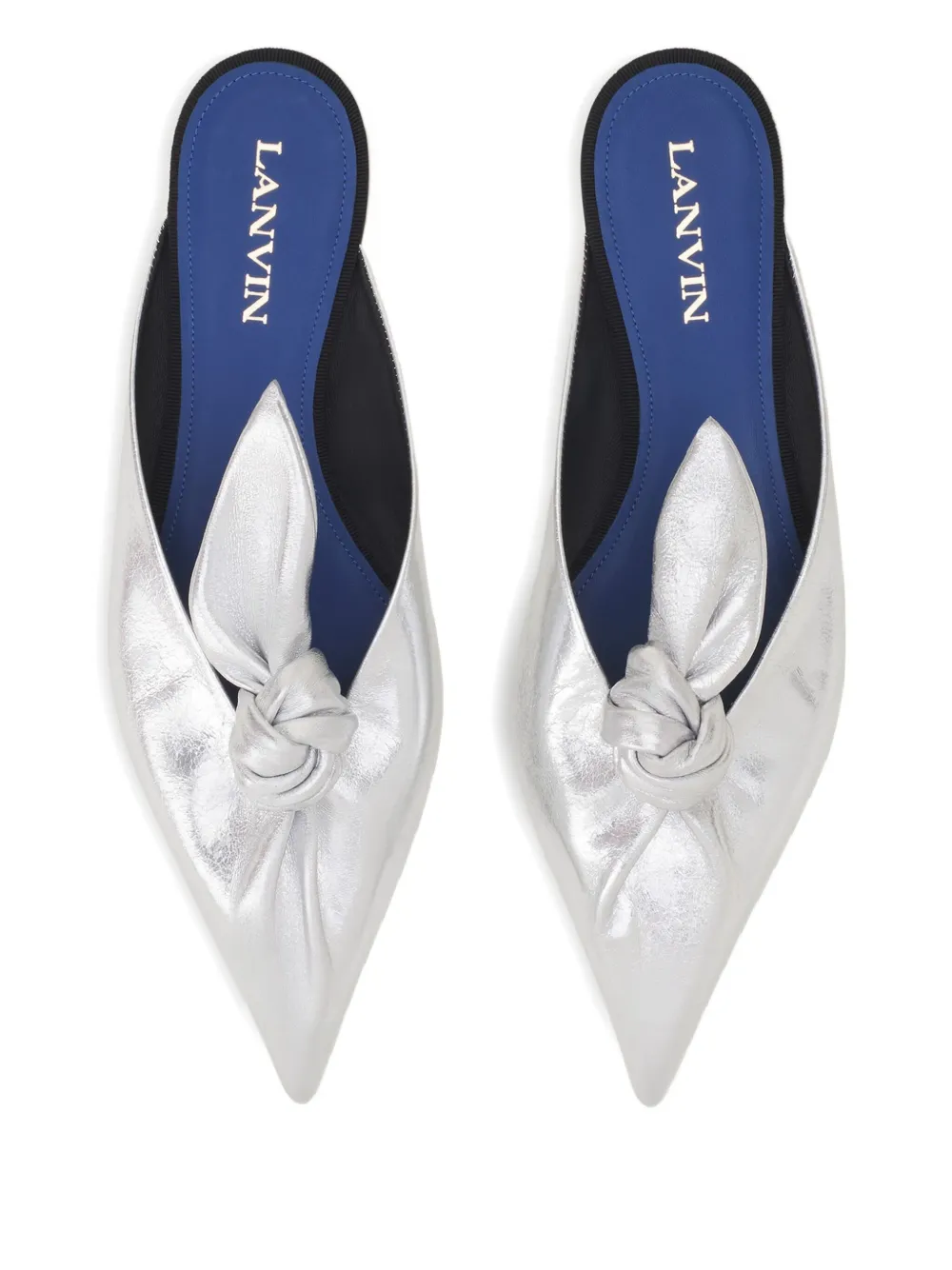 Lanvin Muiltjes met geknoopt detail en puntige neus Wit