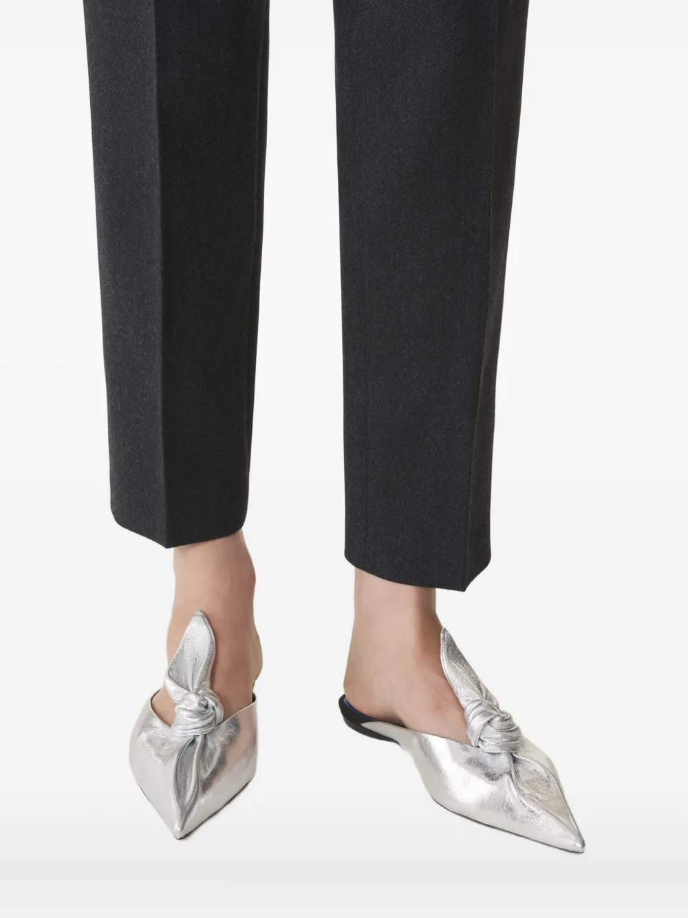 Lanvin Muiltjes met geknoopt detail en puntige neus Wit