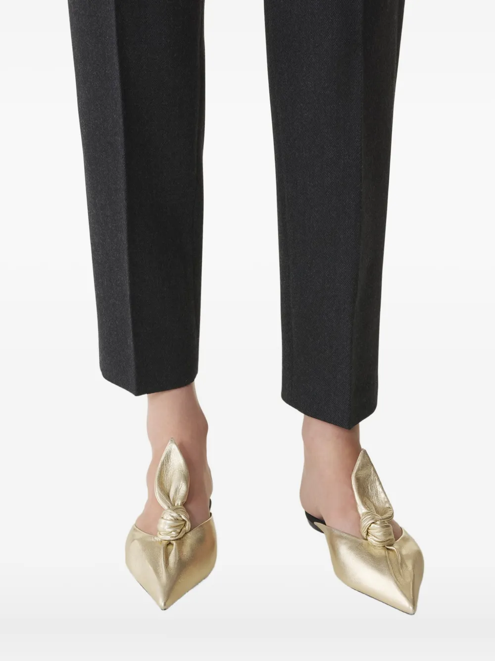 Lanvin Muiltjes met geknoopt detail en puntige neus Geel