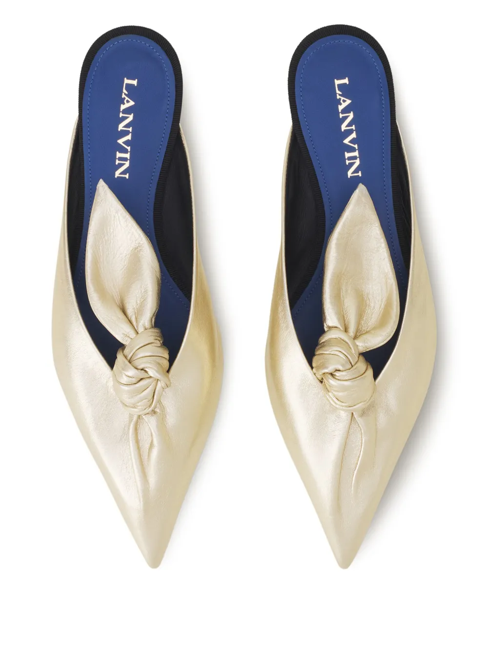 Lanvin Muiltjes met geknoopt detail en puntige neus Geel