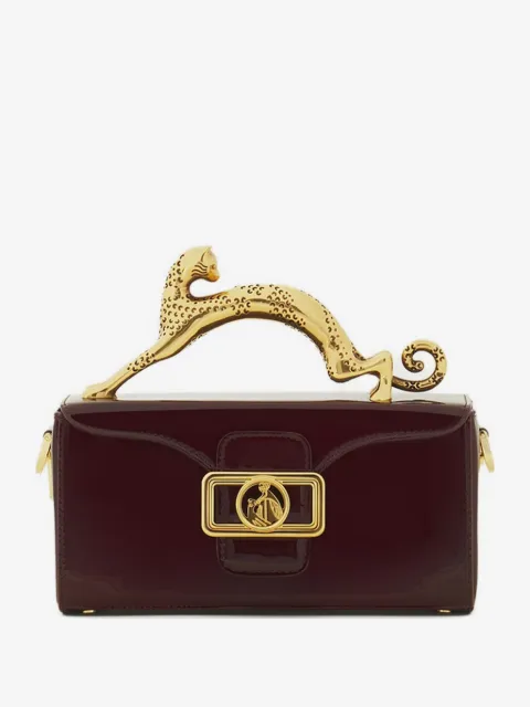 Lanvin Pencil leopard-embellished patent-leather mini bag