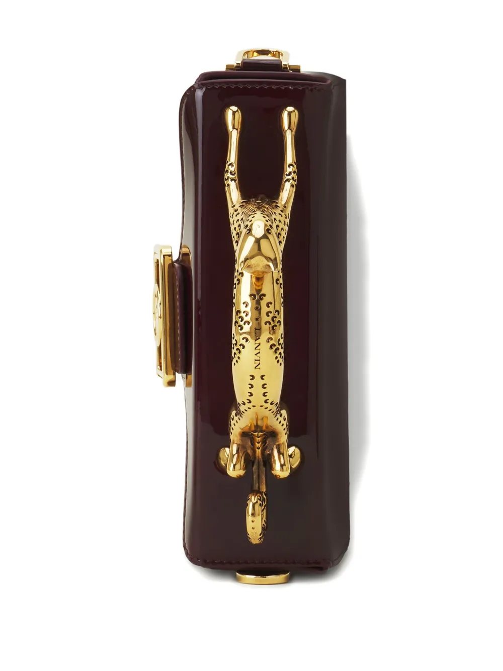Pencil leopard-embellished patent-leather mini bag