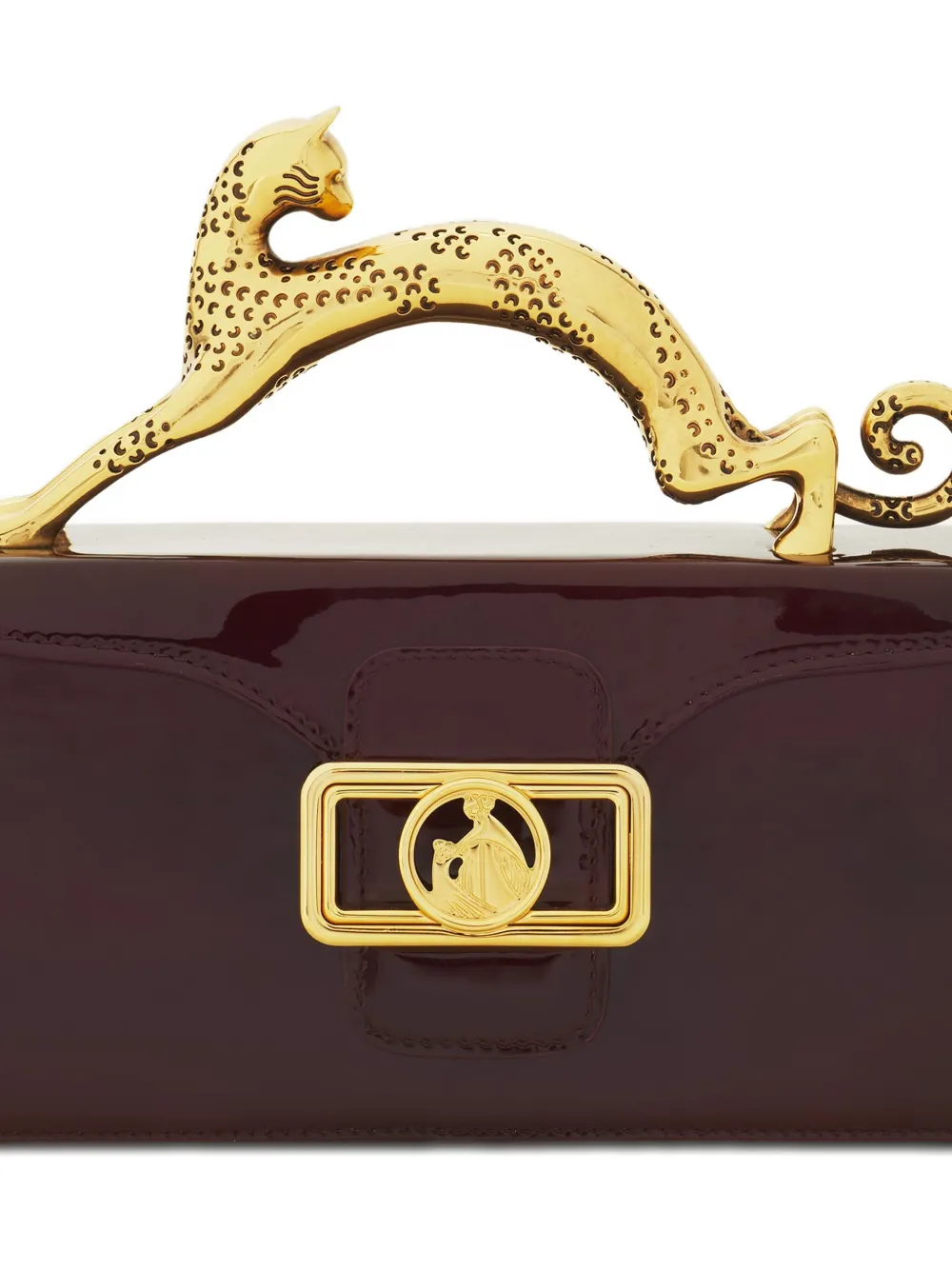 Pencil leopard-embellished patent-leather mini bag