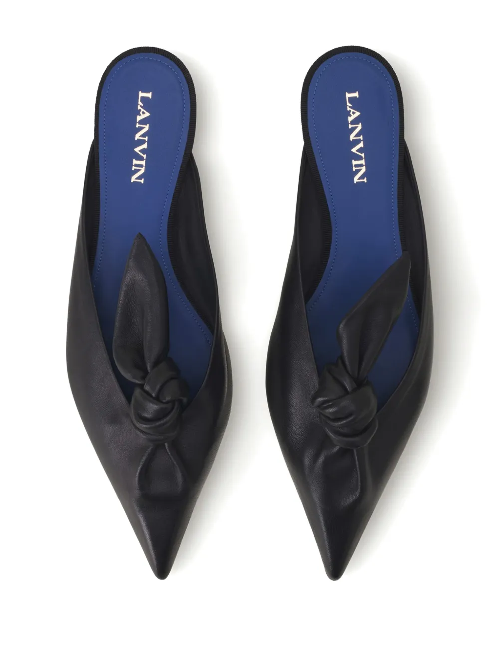 Lanvin Knotted Pointed-toe Flat Mules In Multi