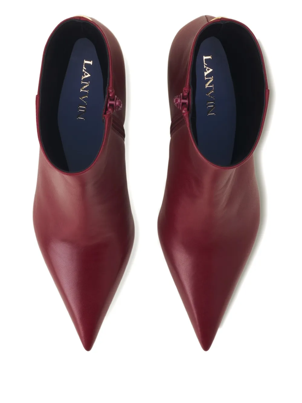 Lanvin Enkellaarzen met sculpturale hak en puntige neus Rood