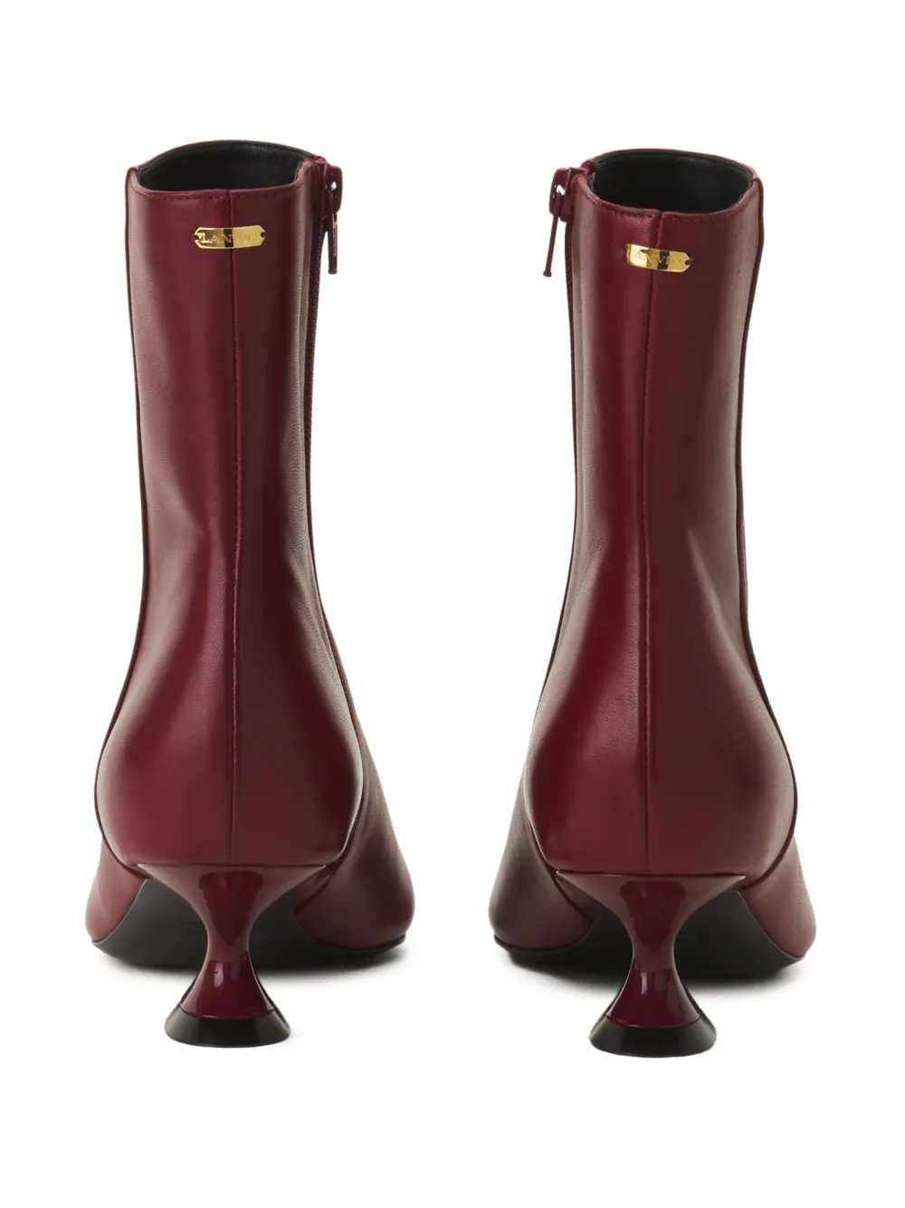 Lanvin Enkellaarzen met sculpturale hak en puntige neus Rood