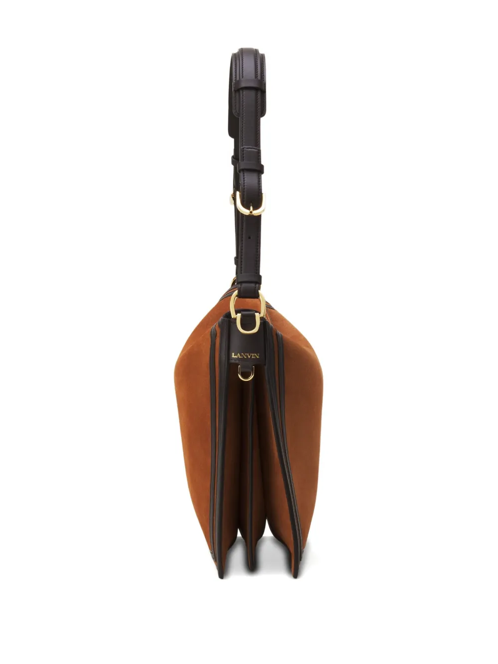 Lanvin Compagnon Asymmetrical Bag In Suede In Brown