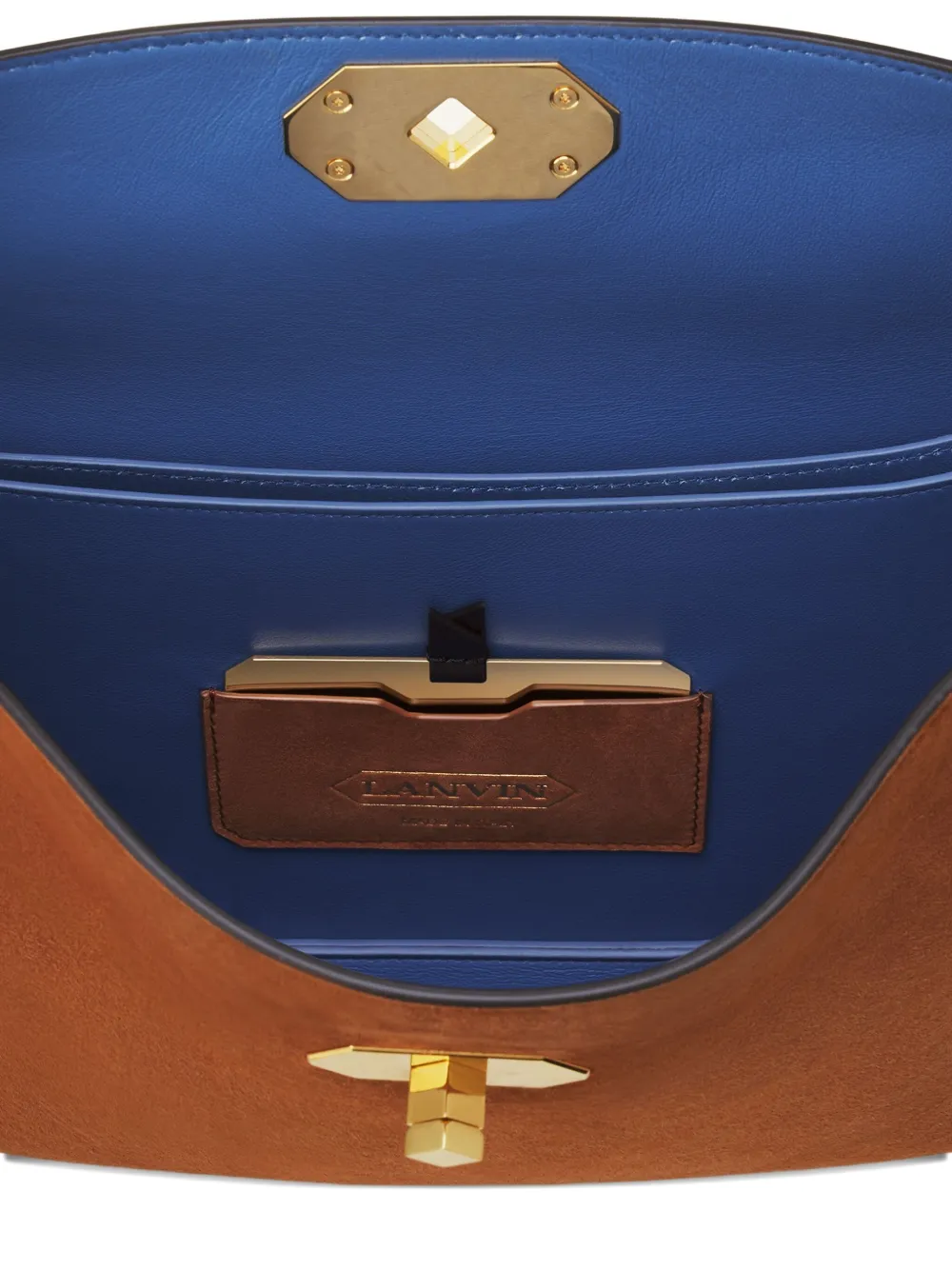 Lanvin Compagnon Asymmetrical Bag In Suede In Brown